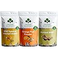 ORGANIC BACKYARD 100% Natural Wild Turmeric/Kasturi Haldi Multani Mitti and Orange Peel Powder Combo 100gm Each for Face Care