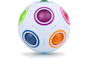 JQGO Magic Rainbow Ball Cube, Boule Magique Puzzle, Magic Ball Puzzle Cube Pop Rainbow Jouets pour Adultes Stress Soulagement Enfants de L'éducation - Blanc