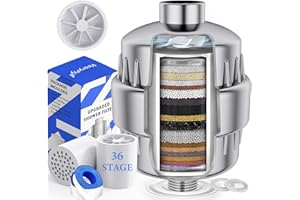 VeoryFly 36 Stage Shower Filter with Vitamin C for Hard Water, High Output Showerhead Filter with 2 Replaceable Cartridges, Shower Water Filter for Removing Chlorine, Heavy Metals and Other Sediments