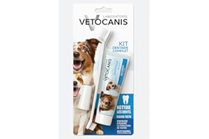 Vetocanis Bio00068 Kit per la cura dei denti per cani con spazzolino da denti, dentifricio e spazzolino da massaggio, formaggio aromatizzato