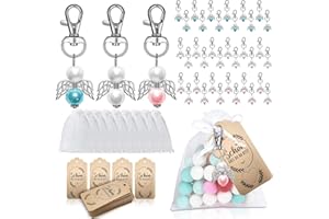LONNEY Schutzengel Anhänger Gastgeschenke Hochzeit 36 Stück Schutzengel Gastgeschenke Taufe mit Organza Beutel Kraftpapier Anhänger für Hochzeit Taufe Weihnachten Geburtstag Konfirmation