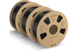 JAYO Filamento PLA + 1,75 mm, Filamento per Stampante 3D, PLA Plus, 3,3 kg, Precisione Dimensionale +/- 0,02, 3 bobine PLA+ Nero