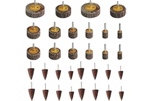PANBEIQI Lot de 32 roues à lamelles pour perceuse à lamelles grain 80 - Pour visseuse sans fil - Meuleuse droite - Disque de polissage pour dérouillage (8 diamètres/2 styles)