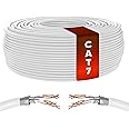 Mr. Tronic Bulk Cat 7 Ethernet Cable 50m, High Speed Pure Copper LAN Ethernet Network Cable, 600 MHz 25m Bulk Cat7 Internet, 10 Gbps, ADSL, SFTP 100% Bare Copper (50 Meters, White)