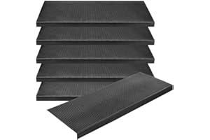 ‎KARAT KARAT Stufenmatte aus Gummi - 5er Set - 25 x 75 cm - wetterfeste & Rutschhemmende Treppenstufen Matten - Gummistufenmatte für Außen - Treppenauflage - Antirutschmatte Santiago