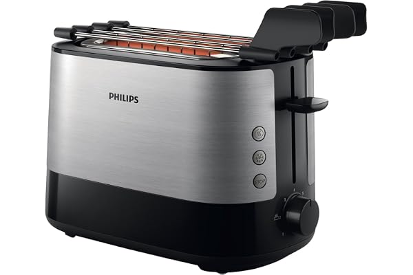 Philips HD2639/90 – Grille-pain (730 W, fente extra grande, accessoire pour sandwich), noir et argent