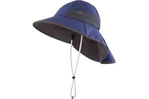 Decentron Kids Wide Brim Neck Flap Sun Protection Hat Mesh Vent Bucket Sun Hat