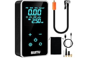 Augot Tyre Inflator Portable Air Compressor, 3600mAh Rechargeable Tyre Pump with 33CM Air Hoses 150 PSI Cordless Air Pump with LCD Display LED Light Electric Bike Pump for Car Motorcycle Bike Ball