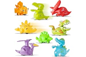 Prextex 8 Pack of Mini Dinosaur Wind-Up Toys - Perfect Party Favors for Kids' Birthdays and Stocking Fillers - Great Toddler Boy Gift, Sensory Toy, Halloween Party Bag Filler, Stocking Filler for Kids
