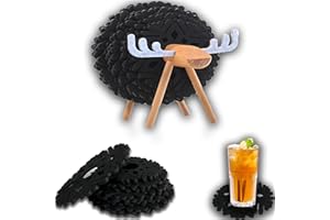 CEASELESLY Sottobicchieri Natalizi,Sottobicchieri Fiocco di Neve,Sottobicchieri di Natale in Feltro,con Rastrelliera per Alce in Legno Vintage,per caffè Il Freddo Bevande Calde,Accessori decorativi