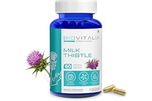 BIOVITALIA ORGANICS Biovitalia Milk Thistle 1000mg Capsule | Supports Liver Health & Antioxidant | Silybum Marianum Detox | Boosts Metabolism | Dietary Supplement for Men & Women - 60 Vegan Capsules…