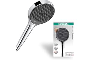 hansgrohe Rainfinity - Duschkopf, Handbrause mit 3 Strahlarten, runde Duschbrause (⌀ 130 mm), Brausekopf mit Antikalk-Funktion, Chrom