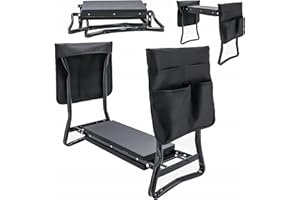 JUMI Komfortabel Gartenbank Wetterfest - 59 x 49 x 28 cm Praktischer Multifunktionaler Gartenhelfer, Kniebank – Hocker – Werkzeugkasten, Aufbewahrungsfächer für Gartengeräte - Grüne Farbe (Schwarz)