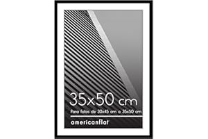 Americanflat Marco de Fotos de 35x50 cm Negro Marco de 30x45 cm con Paspartú o Marco de 35x50 cm Sin Paspartú Marco de Fotos con Molduras Finas y Plexiglás Horizontal o Vertical Marco Fotos Pared