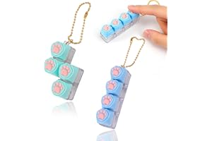 THQAE 2 Pièces Jouets de Décompression Clavier Clic,Porte-clés Bouton de décompression Patte de Chat,Linéaire pour soulager Le Stress et décorer