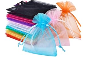 RENKE 60 Pcs Organza Bags, Mesh Bags for Jewellery, Mesh Candy Favour Bag for Wedding Party Festival Game (Multicolor)