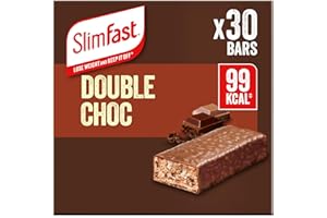 SlimFast Snack Bar, Low-Calorie Healthy Snacks For Adults, Chocolate & Protein Bars Alternative, Part of Balanced Diet, Weight Loss and Management Plan, Double Choc Flavour, Multipack, 30 x 26 g