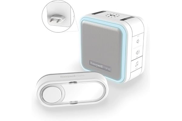 Carillon à LED sans fil enfichable et compact Honeywell Home DC515SP2 série 5 avec bouton-poussoir (blanc)