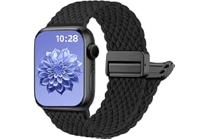 Oielai Geflochten Band Kompatibel mit Apple Watch Armband 44mm 46mm 45mm 42mm 49mm Damen Herren – Magnetverschluss Nylonband für iWatch Armband Series 11 10 9 8 7 6 5 4 3 2 1 SE Ultra, Dunkel Schwarz