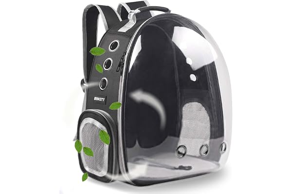 BEIKOTT Sac à Dos de Transport pour Chat, Chien, Sac à Dos à Bulles pour Petits Chats, Chiots, Lapins, approuvé par Les compagnies aériennes, Sac à Dos à Capsule Transparente ventilé pour Voyage,
