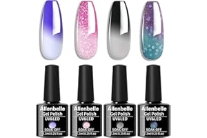 Allenbelle Smalto Semipermanente Camaleonte Nail Polish UV LED Gel Unghie (Kit di 4 pcs 7.3ML/pc) 053