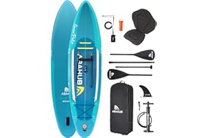 Abahub Tavola SUP Gonfiabile, 320x78x15cm Set Tavola Stand Up Paddle, Blu/Verde/Arancione/Rosso con Pagaia in Alluminio Regolabile, Sedile Kayak, per Kayak, Canoa, Pesca