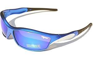 Ladgecom [ Fire & Ice Sports Sunglasses with Revo Lens, Hard Case, Cleaning Cloth & Head Strap