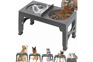 Wenbones Gamelle Surelevee pour Chien, 5 Hauteur Réglable Porte Chien Distributeur,avec 3 Types de Bols Chien,pour Chat Convient aux Chiens Taille Moyenne et Grande