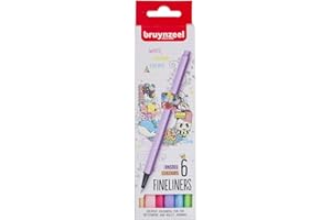 Bruynzeel Pastel Colour Fineliner Brush Pens 6-Piece Set