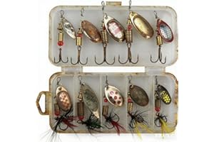 NC 10Pcs Spinner Bait Set Multi Colored Fishing Spinners Lures Baits Fishing Lures with Box for Trout Salmon Bass Fishing Set