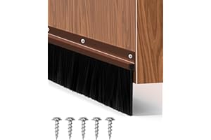 FDD4U Brown Draft Excluder for Doors with Aluminium Carrier 2' 9" / 83.8cm long & Door Brush Seal - Our Door Brush Strip Seals Gaps up to 25mm Under the Door - Door Draft Excluder, Screws included