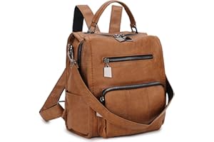 RAVUO Women Backpack,Small PU Leather Backpack Fashion Ladies Backpacks Rucksack 3 Way Casual Schoolbags Brown(Size:S)