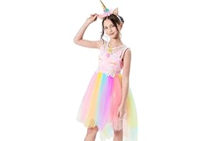 Sunny Fashion Flower Girls Dress Unicorn Rainbow Pageant Princess Party Age 4-10 Years