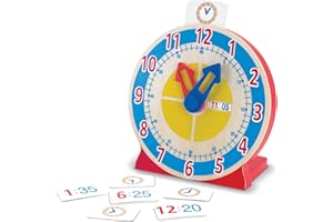 Melissa & Doug - Lernuhr aus Holz, Entwicklungsspielzeug, motorische Fähigkeiten, für Kinder ab 3 Jahren, für Jungen und Mädchen geeignet