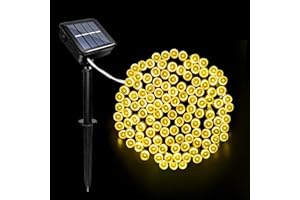 Acxilexy 12M 100 diod LED girlandy zewnętrzne światła słoneczne, zewnętrzne światła solarne LED, łańcuch świetlny słoneczny, 8 trybów, IP65 wodoodporny łańcuch świetlny do ogrodu, na imprezy, patio,
