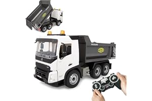 JAMARA dumpler Volvo FMX Meiller 1:20 2,4 GHz – officiellt licenserad, backvarningsljud, profilerade gummidäck, LED-ljus, tippfördjupning hög/neråt, byggfordon