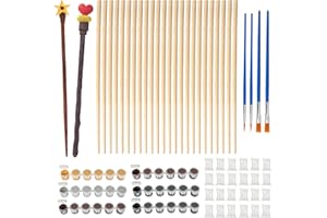 HAKOTOM 24Pcs Baguette Magique Bois, Kit de Peinture D'artisanat Baguette Magique, Wizarding World Wand - Film Set Movie Props Wands Jouet Enfant 6 ans