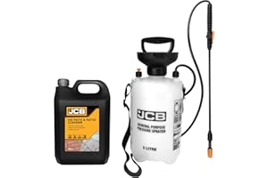 JCB Garden Tools - Garden Sprayer - 5 Litre Pressure Sprayer - Path Cleaner with 5L Patio Cleaner Concentrate - Mould Remover, Lichen Remover, Algae Remover