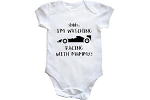 Hippowarehouse Shhh. I'm Watching Racing with Mummy!! Baby Vest Bodysuit (Short Sleeve) Boys Girls