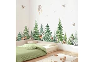 decalmile Pegatinas de Pared Árbol Pino Grandes Vinilos Decorativos Animales del Bosque Oso Adhesivos Pared Habitación Bebés Salón Guardería