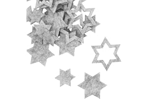 Oblique Unique® 24 Filz Sterne Weihnachtsdeko Tischdeko Weihnachten Deko 3 Motive - Farbe wählbar (Weissgrau)