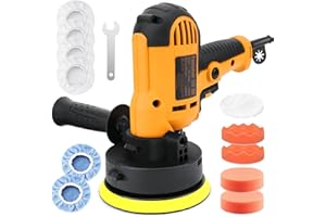 zerotop Lucidatrice Auto, 700W Lucidatrice per Auto, Macchina per Cera, velocità Variabili 600-3700 Prm, Maniglia Laterale, 125mm Spugne Lucidanti + Feltri di Lana, per Lucidare Auto e Mobili