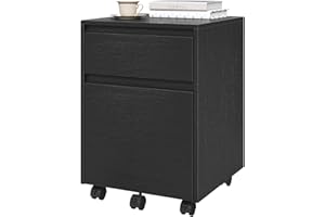 ‎WOLTU WOLTU Kontener na kółkach, szafka na dokumenty z 2 szufladami, mobilna szafka biurowa, szafka pod drukarkę na kółkach, do biura, biura domowego, 40 x 56 x 40 cm, czarny
