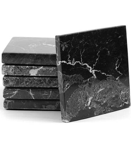HAMAKAWA Echte natuurlijke marmeren onderzetters set van 4, Carrara witte kalksteen 10,5 cm, moderne ronde steen, trendy onderzetters voor salontafel, keukendecoratie, kantoor HAMAKAWA Echte natuurlijke marmeren onderzetters set van 4, Carrara witte kalksteen 10,5 cm, moderne ronde steen, trendy onderzetters voor salontafel, keukendecoratie, kantoor