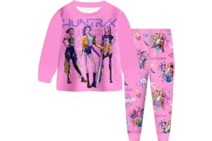 YueYue K Pop D_Demon H_Hunters Pyjamas Girls Long Sleeve Pjs Set Music Party Pajamas Nighties Cartoon Sleepwear for Kids 2 Pieces Kpop Kids Pyjamas Merch Clothes Long Sleeve Music Party Nighties