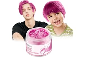 LONSTIN Colores temporales para el cabello lavables, cera para el cabello cera gel hidratante para el cabello natural fiesta para hombres y mujeres papel Navidad de Halloween (Rosa, Rosa)