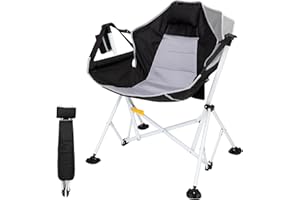 FUNDANGO Hammock Camping Chair Folding Rocking Camping Chair for Adults Swinging Hammock Chair with Adjustable Backrest Headrest and Cup Holder Portable Recliner Chair for Outdoor Picnic Camping