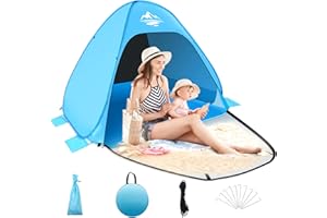 ‎MAXDONE MAXDONE Strandmuschel Pop Up Strandzelt für 2-3 Personen Automatisches Strand Camping Zelt UV50+ Schutz, Tragbar Extra Light Strandzelt für Familien Strand Camping Garten mit Tragetasche