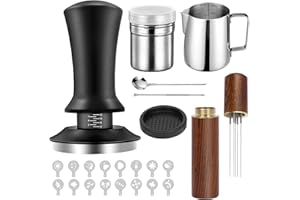 YAASIER Set da 23 Pezzi caffè Kit, Set Professionale con Strumento WDT Manomissione Espresso 51 mm Brocca per Schiumare Tappetino per manomissione Penna per Latte Art Agitatore per Caffè, per Macchina da Caff
