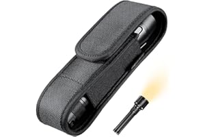 JEYORZY 1 Pièces Étui pour Lampe de Poche,Tactique Étui Lampe Poche Pochette,Support de Poche de Torche en Nylon,pour Chasse Camping Randonnée en Plein Air,Noir(16cm*4cm)